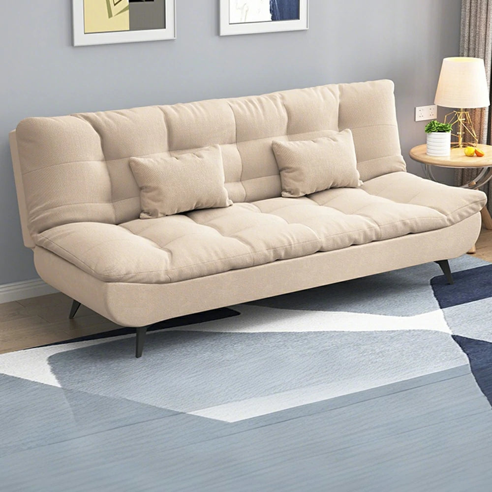 LIVARA 120/150/180/190cm Length Cotton-linen Fabric Sofa Bed - Beige