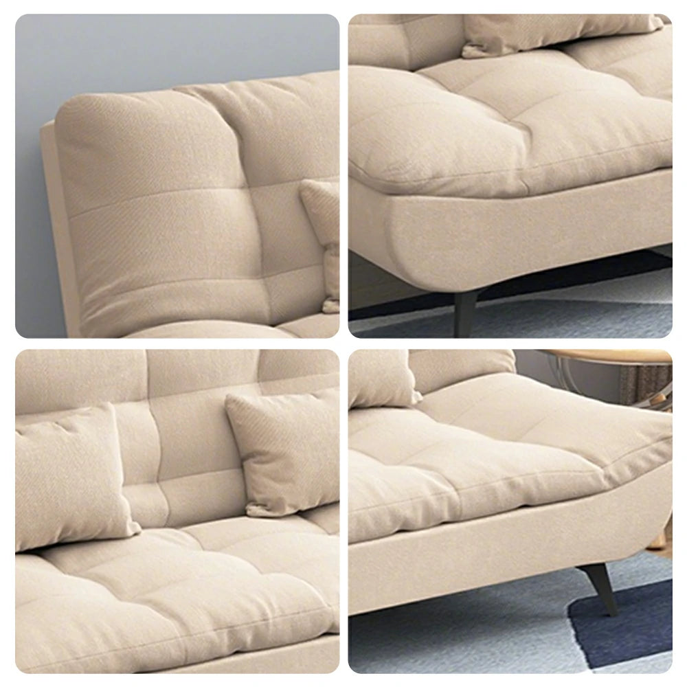 LIVARA 120/150/180/190cm Length Cotton-linen Fabric Sofa Bed - Beige