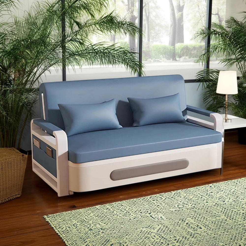 LIVARA 85/108/128/158cm Length Carbon Steel Frame Sofa Bed with Built-in Storage - Blue