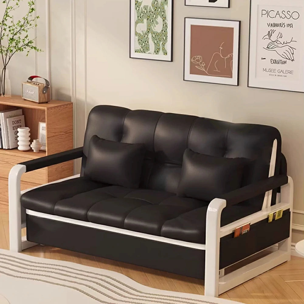 LIVARA 82/108/128/158cm Length Heavy-duty Steel Frame Sofa Bed with Built-in Storage  - Black