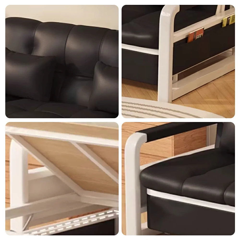 LIVARA 82/108/128/158cm Length Heavy-duty Steel Frame Sofa Bed with Built-in Storage  - Black