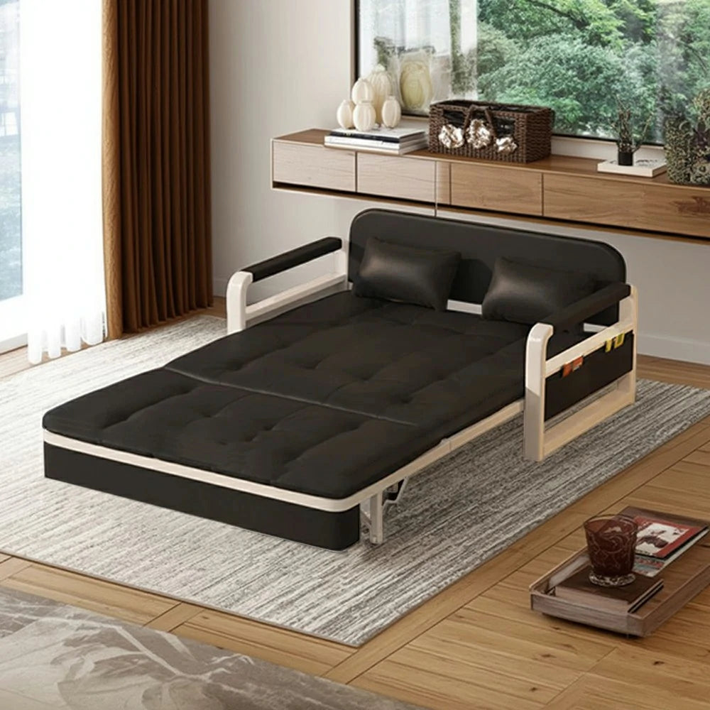 LIVARA 82/108/128/158cm Length Heavy-duty Steel Frame Sofa Bed with Built-in Storage  - Black
