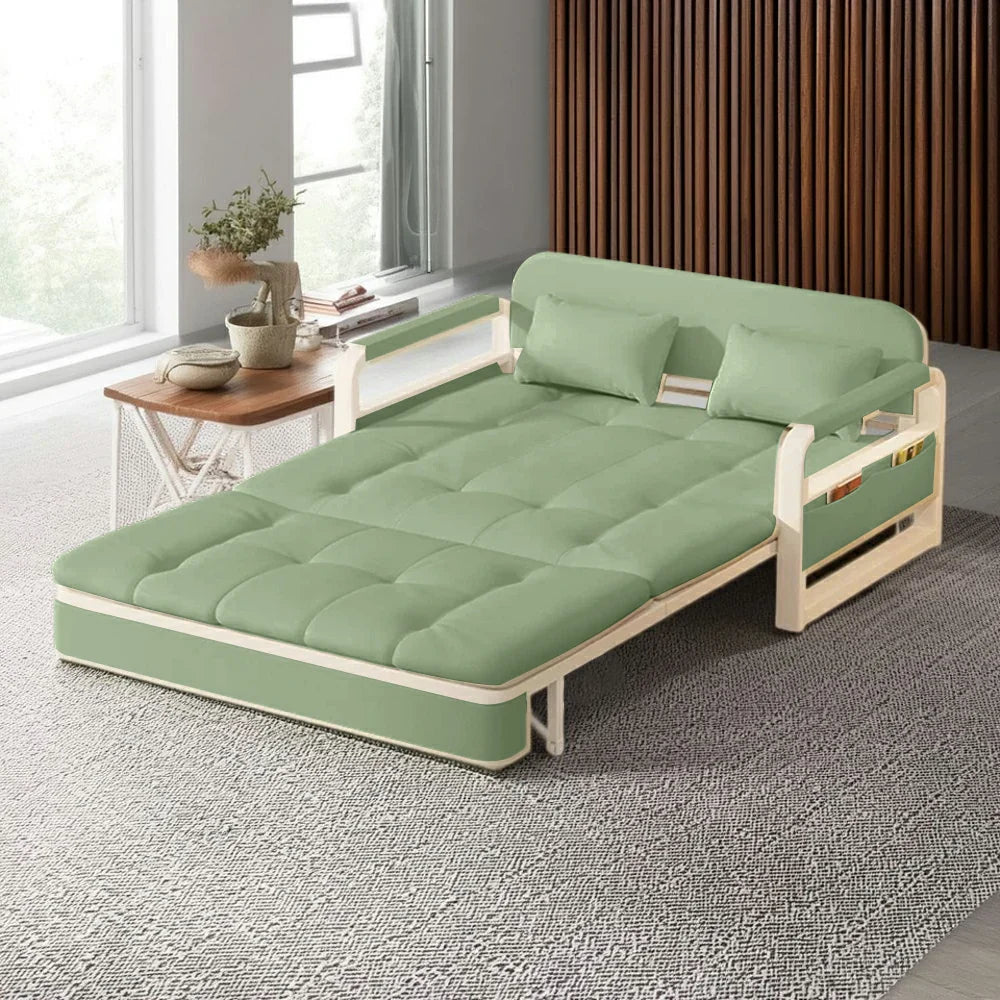 LIVARA 82/108/128/158cm Length Heavy-duty Steel Frame Sofa Bed with Built-in Storage  - Green