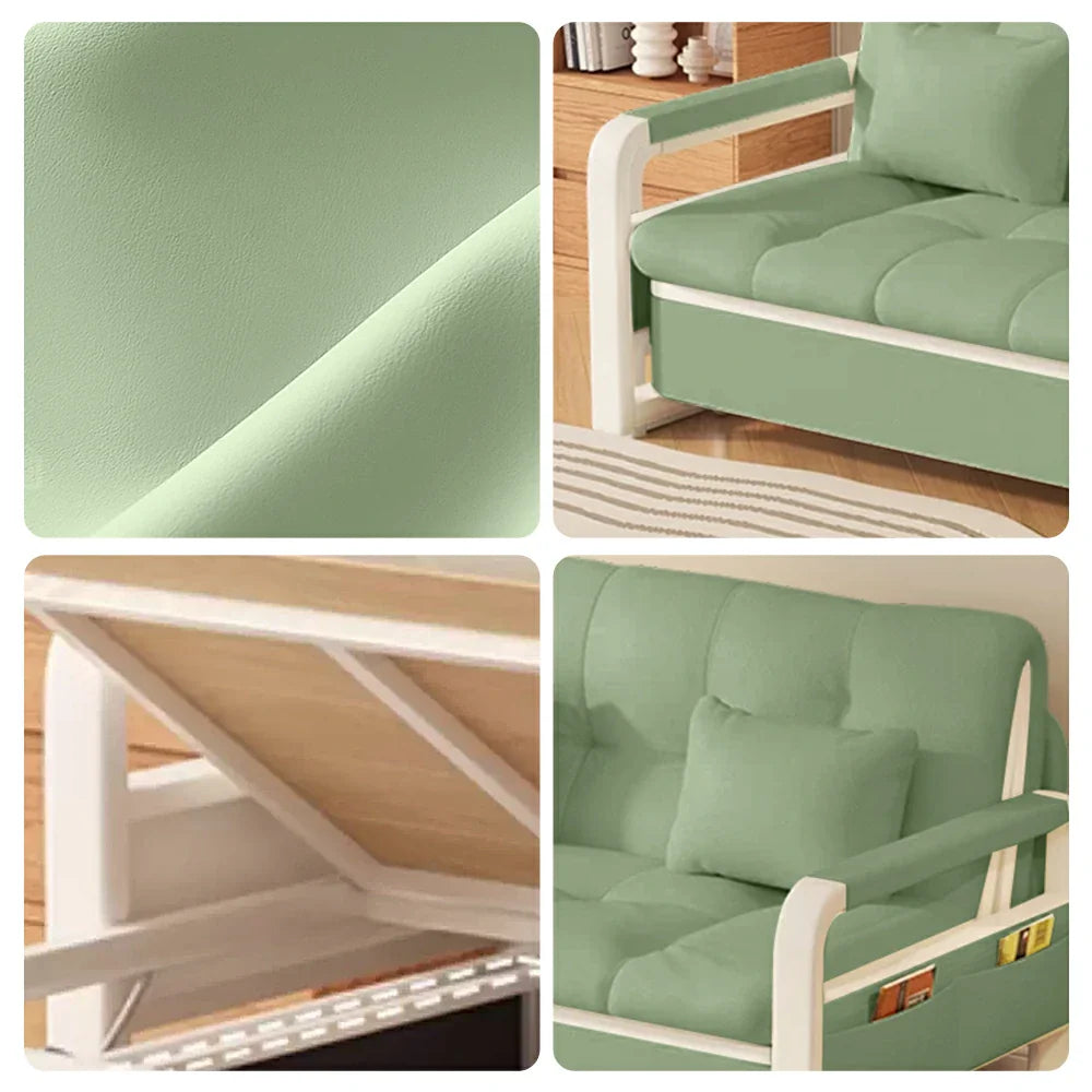 LIVARA 82/108/128/158cm Length Heavy-duty Steel Frame Sofa Bed with Built-in Storage  - Green