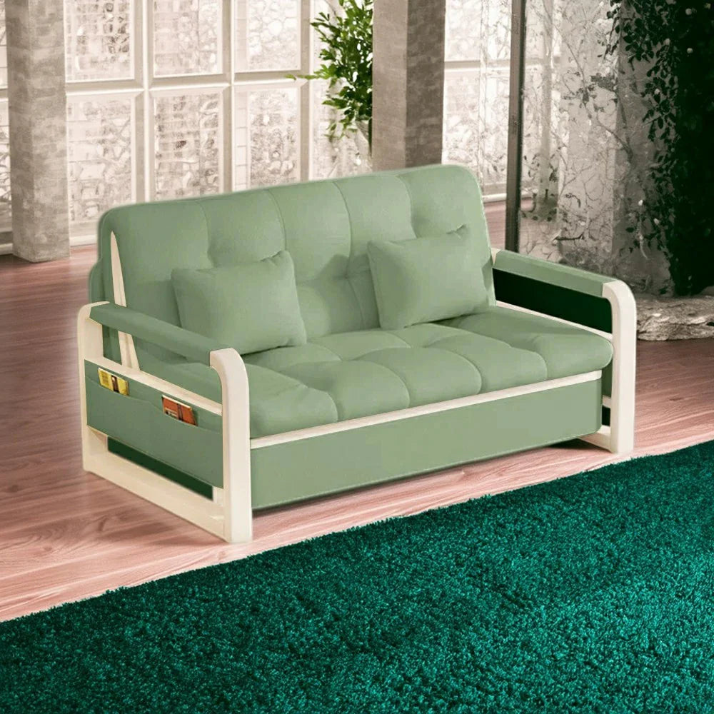 LIVARA 82/108/128/158cm Length Heavy-duty Steel Frame Sofa Bed with Built-in Storage  - Green