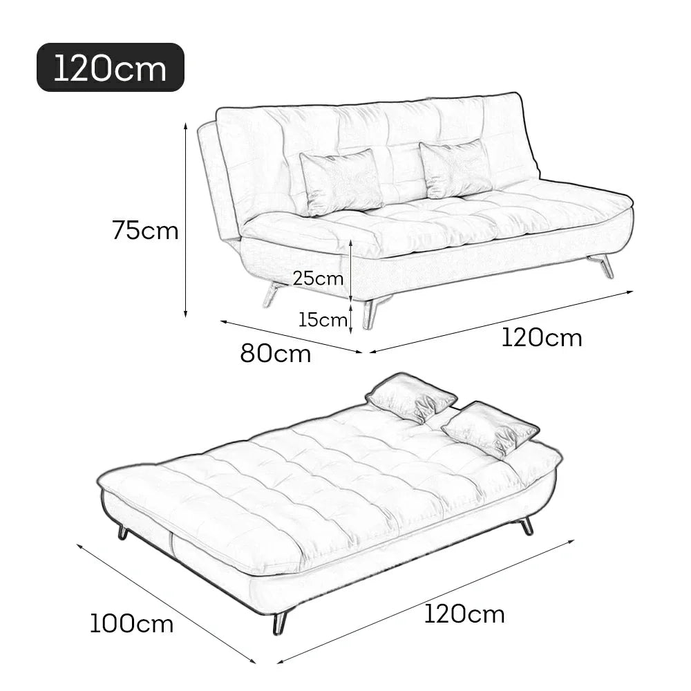 LIVARA 120/150/180/190cm Length Cotton-linen Fabric Sofa Bed - Beige