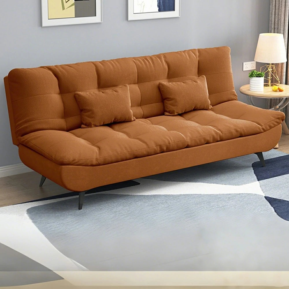 LIVARA 120/150/180/190cm Length Cotton-linen Fabric Sofa Bed - Orange