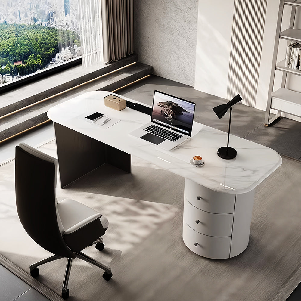 LUXORA DR1099 140/160/180cm Minimalist Style Supercrystal Stone Desk