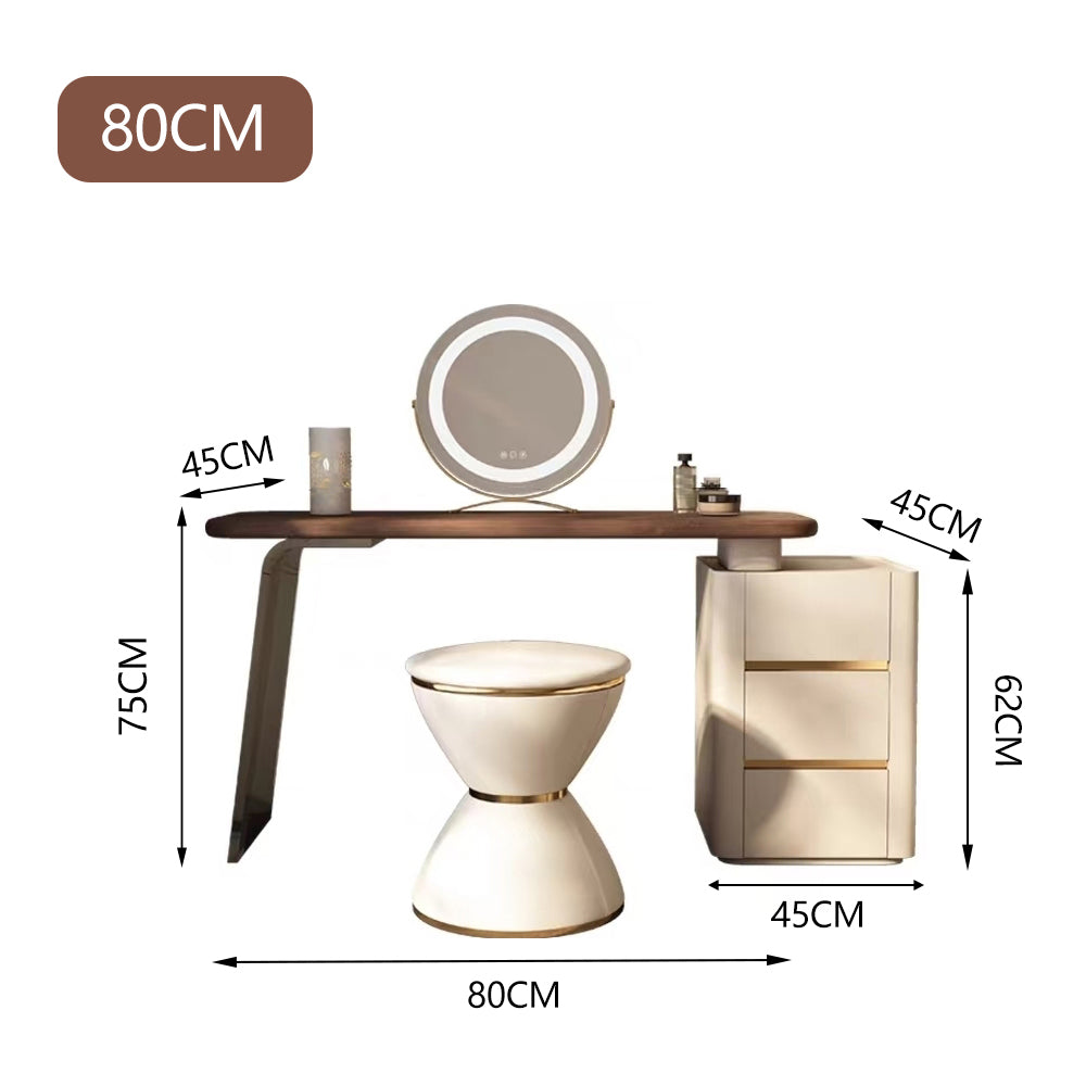 LUXORA DR1041 80-120cm Acrylic Support Solid Wood Cabinet Dressing Table