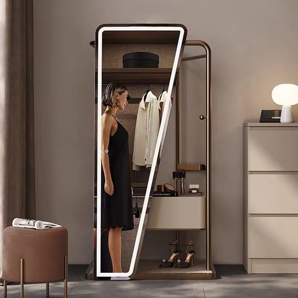 LUXORA DR1057 80cm Multi-Functional Solid Wood Cabinet Dressing Table With LED Mirror