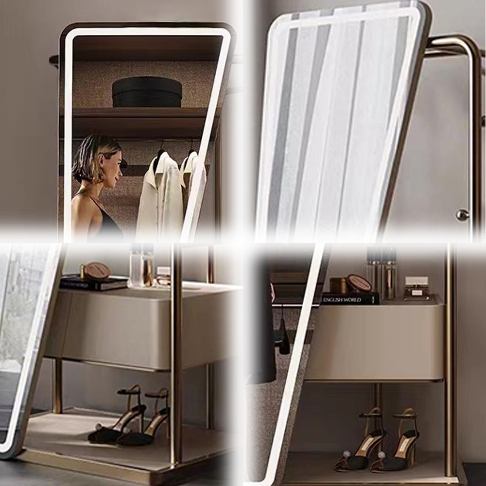 LUXORA DR1057 80cm Multi-Functional Solid Wood Cabinet Dressing Table With LED Mirror