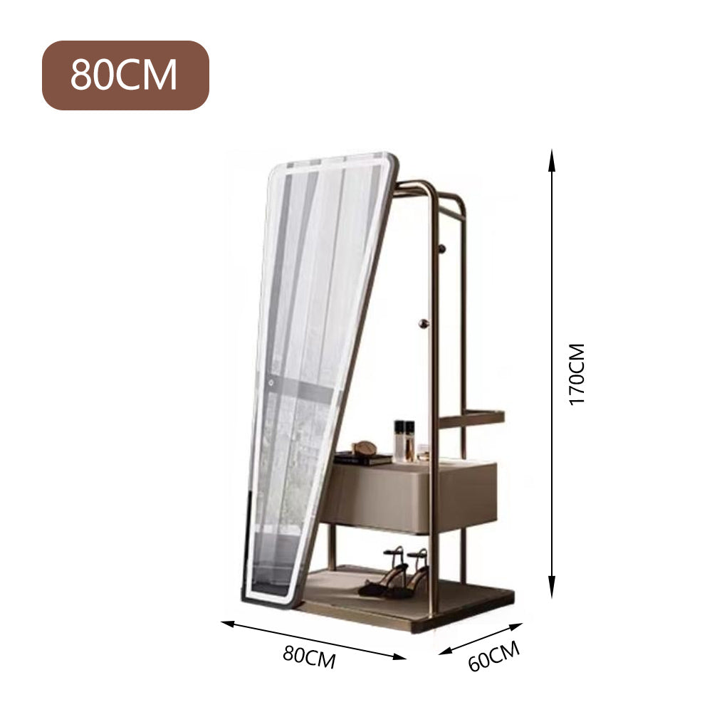 LUXORA DR1057 80cm Multi-Functional Solid Wood Cabinet Dressing Table With LED Mirror