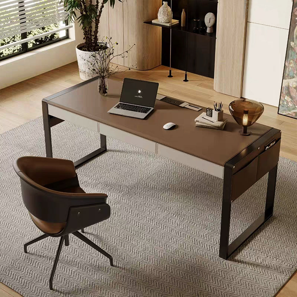 LUXORA DR1072 120/140/160/180cm Light Luxury Style Saddle Leather Desk