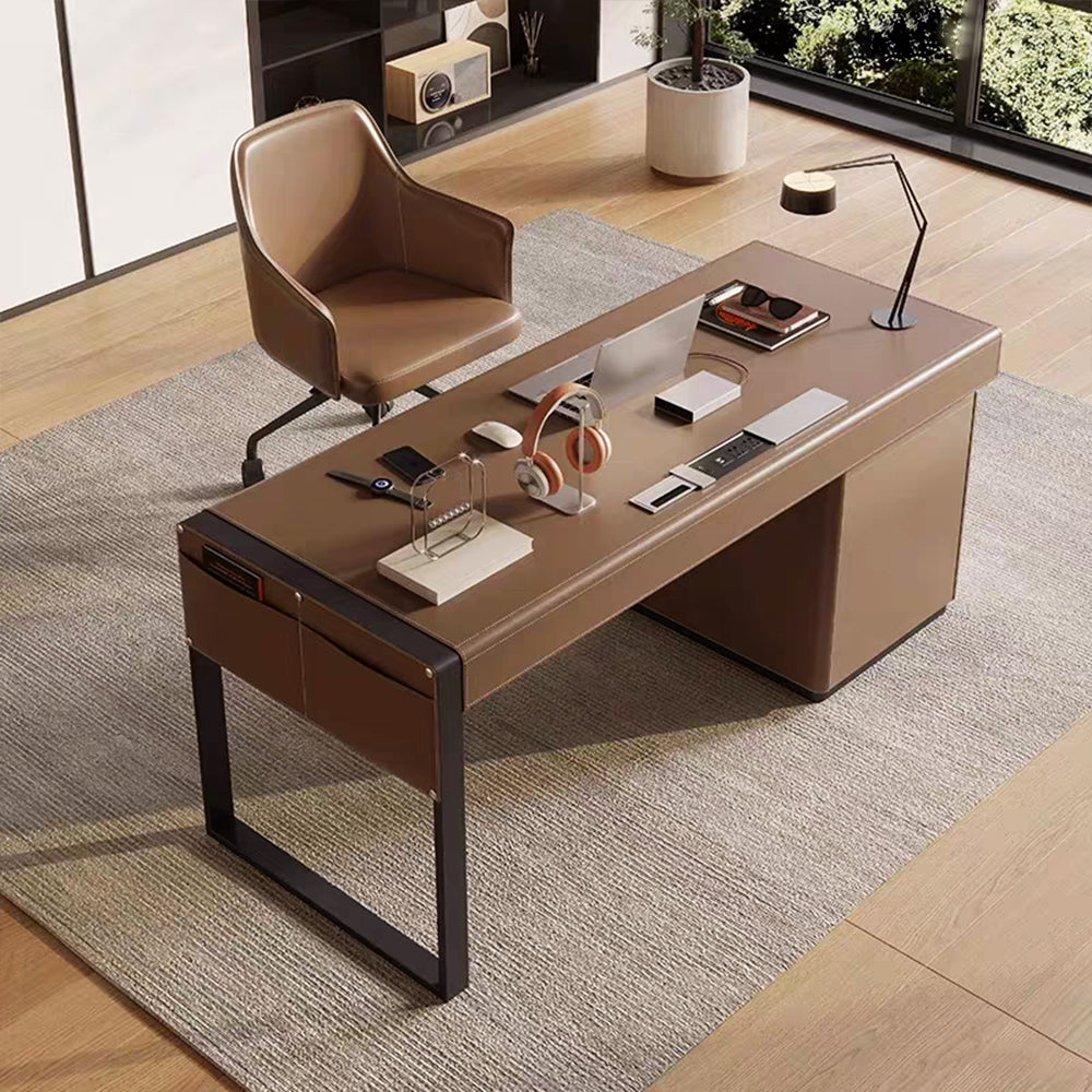 LUXORA DR1073 120/140/160/180cm Light Luxury Style Saddle Leather Desk