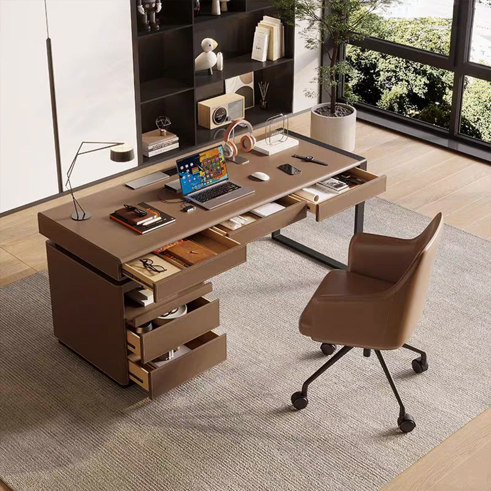 LUXORA DR1073 120/140/160/180cm Light Luxury Style Saddle Leather Desk