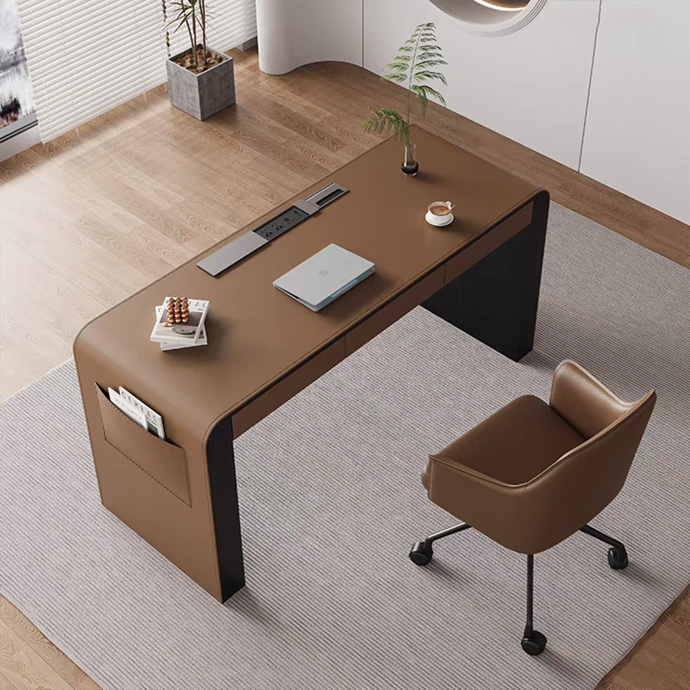 LUXORA DR1074 120/140/160/180cm Minimalist Style Fall Saddle Leather Desk