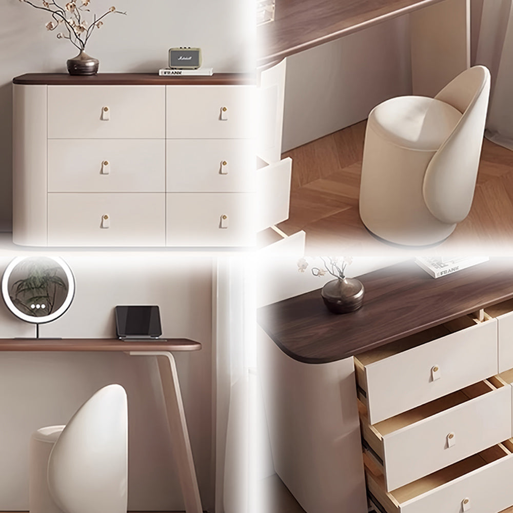 LUXORA DR1102 120cm Expandable Saddle Leather Solid Wood Tabletop Dressing Table