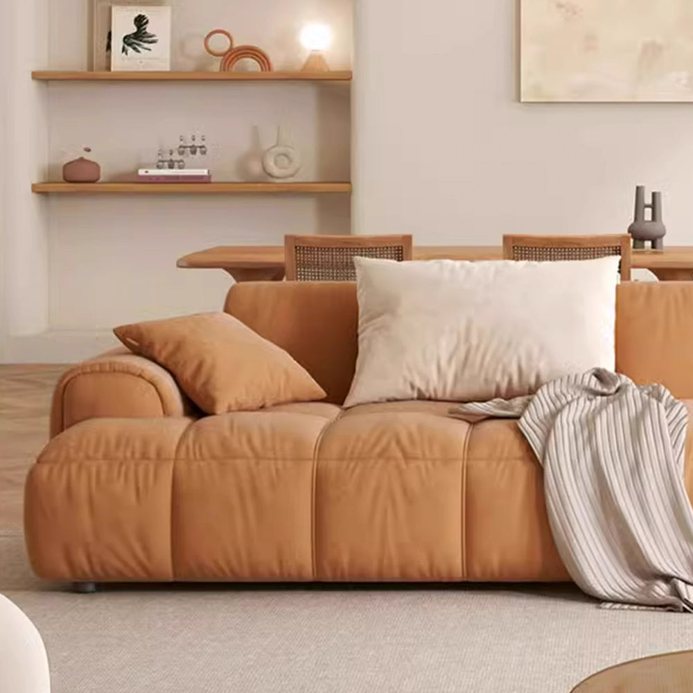 LUXORA S1002 210cm Length Faux Suede Fabric Sofa Solid Wood Frame