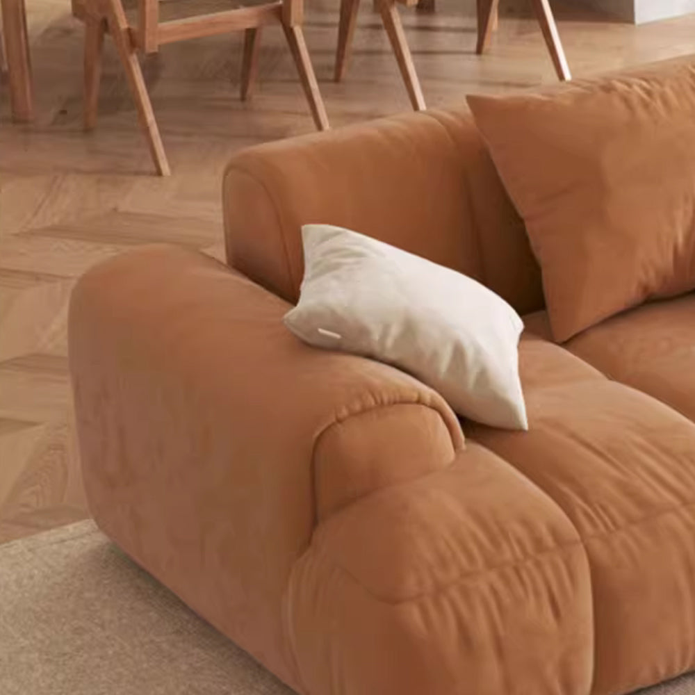 LUXORA S1002 210cm Length Faux Suede Fabric Sofa Solid Wood Frame