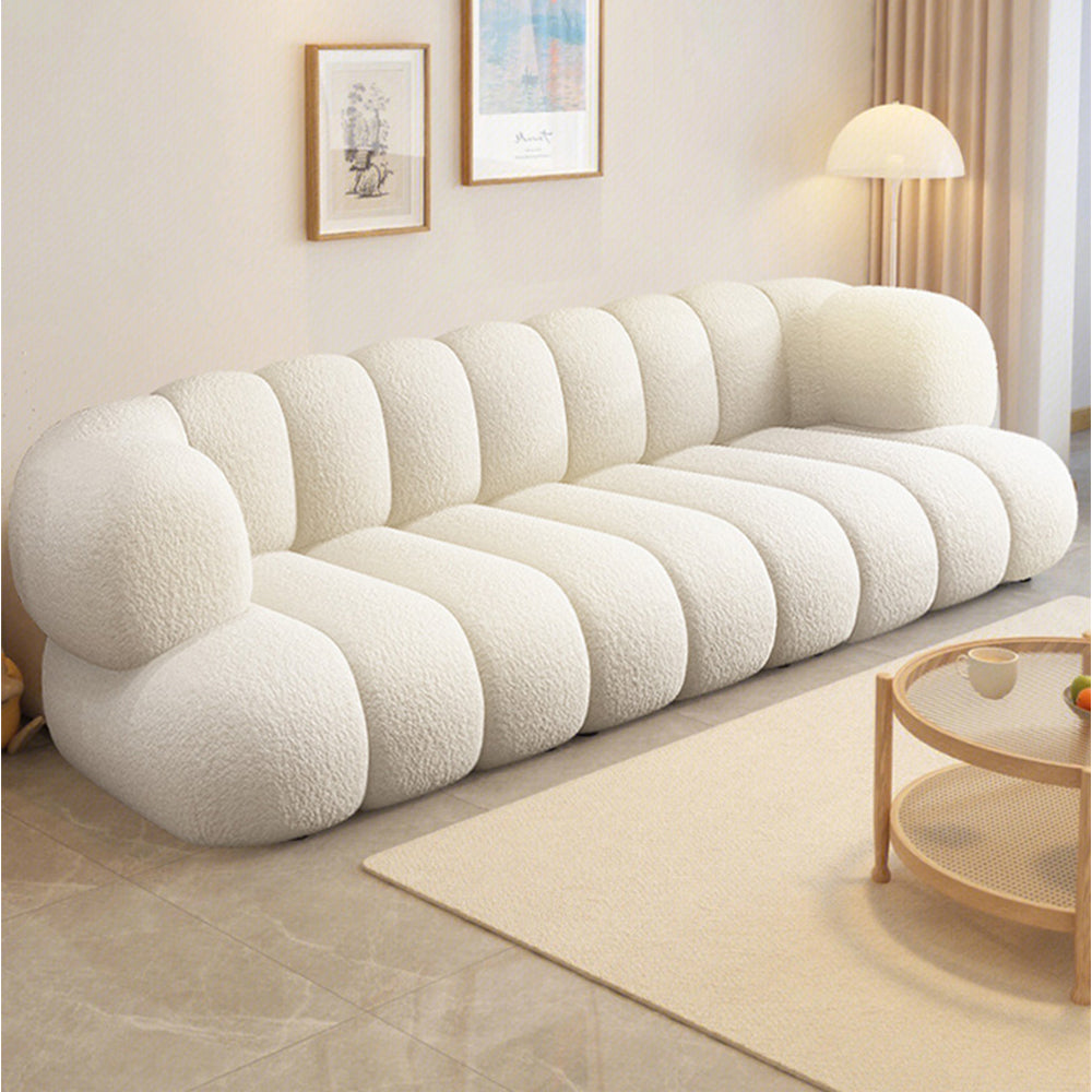 LUXORA S1008 195/245cm Length Lamb Fleece Fabric Sofa Solid Wood Frame