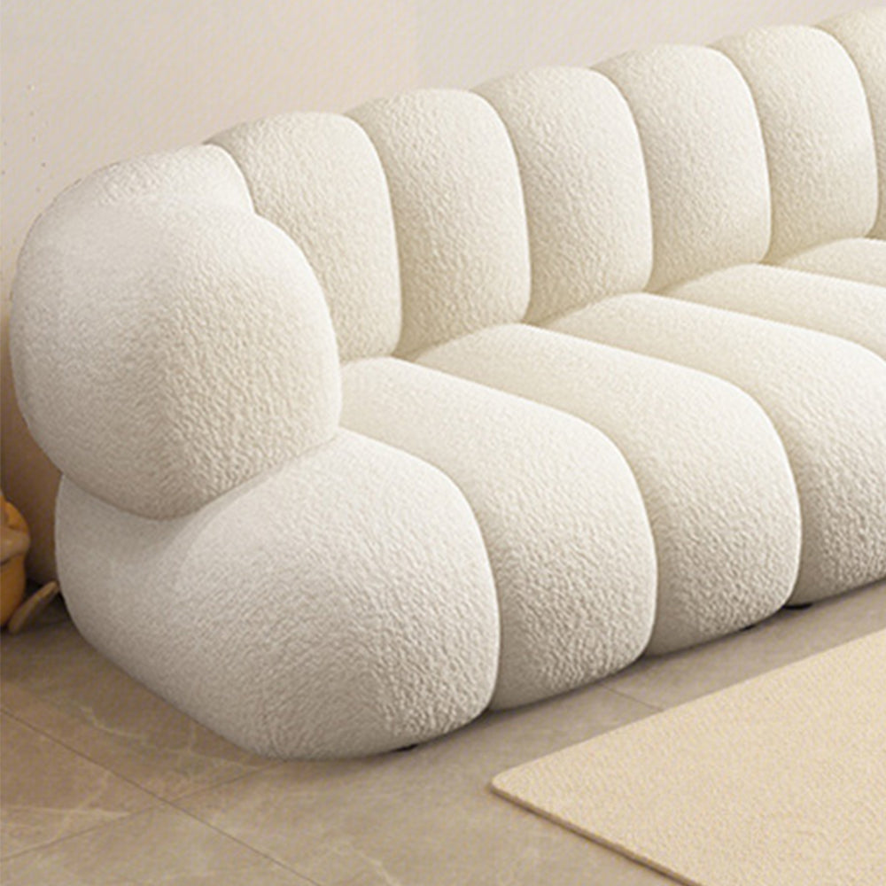 LUXORA S1008 195/245cm Length Lamb Fleece Fabric Sofa Solid Wood Frame