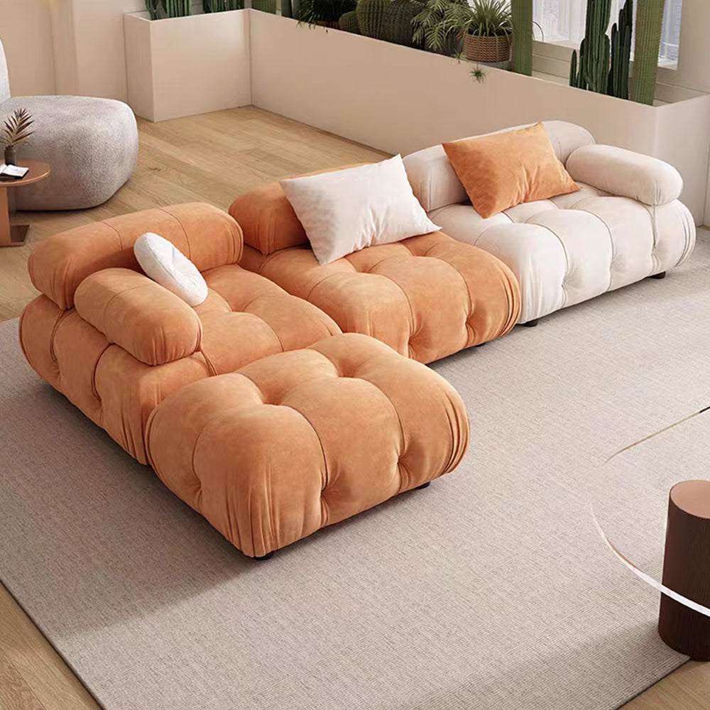 LUXORA S1009 190cm Length Microfiber Leather Fabric Sofa Solid Wood Frame