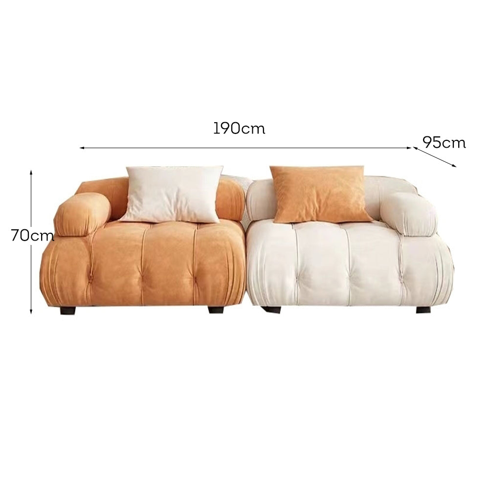 LUXORA S1009 190cm Length Microfiber Leather Fabric Sofa Solid Wood Frame