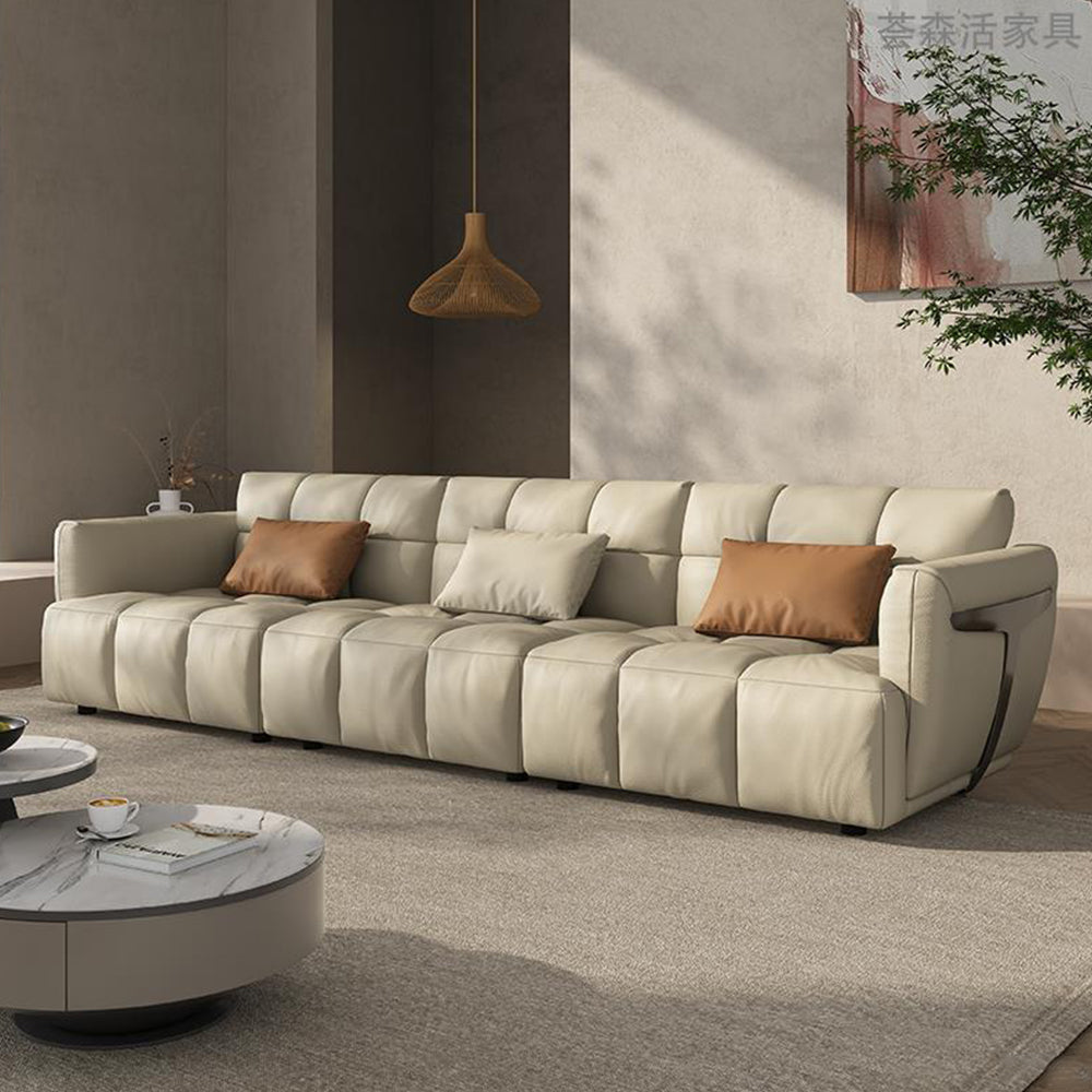 LUXORA S1030 230cm Length  Microfiber Leather Fabric Sofa Solid Wood Frame