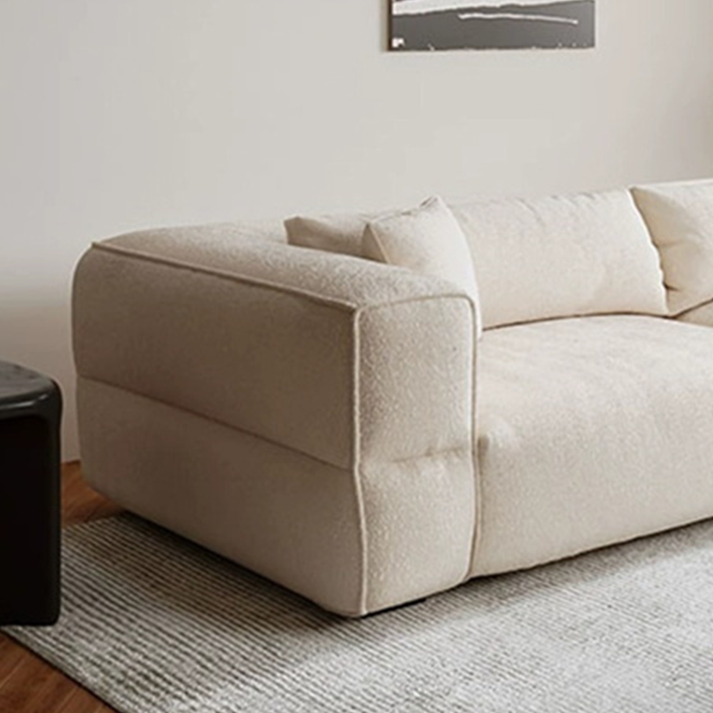 LUXORA S1046 210cm Length Teddy Fleece Fabric Sofa Solid Wood Frame