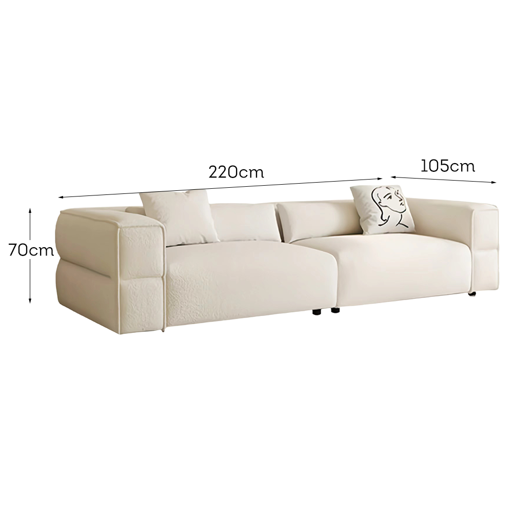 LUXORA S1046 210cm Length Teddy Fleece Fabric Sofa Solid Wood Frame