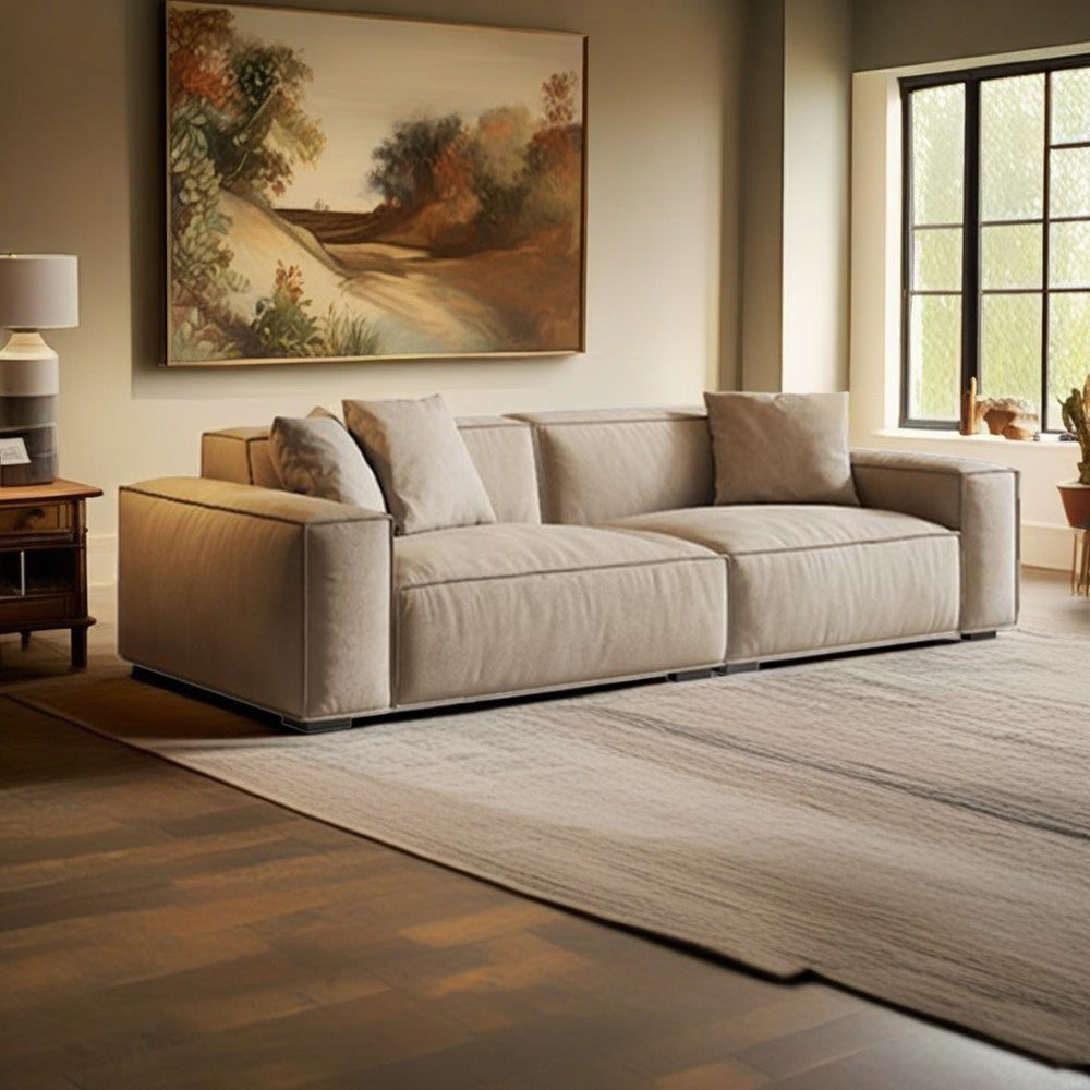 LUXORA S1064 180/220cm Length Microfiber Leather Fabric Sofa Solid Wood Frame