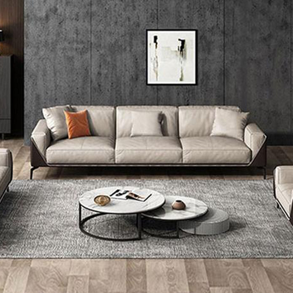 LUXORA S1121 220cm Length Microfiber Leather Fabric Sofa Solid Wood Frame