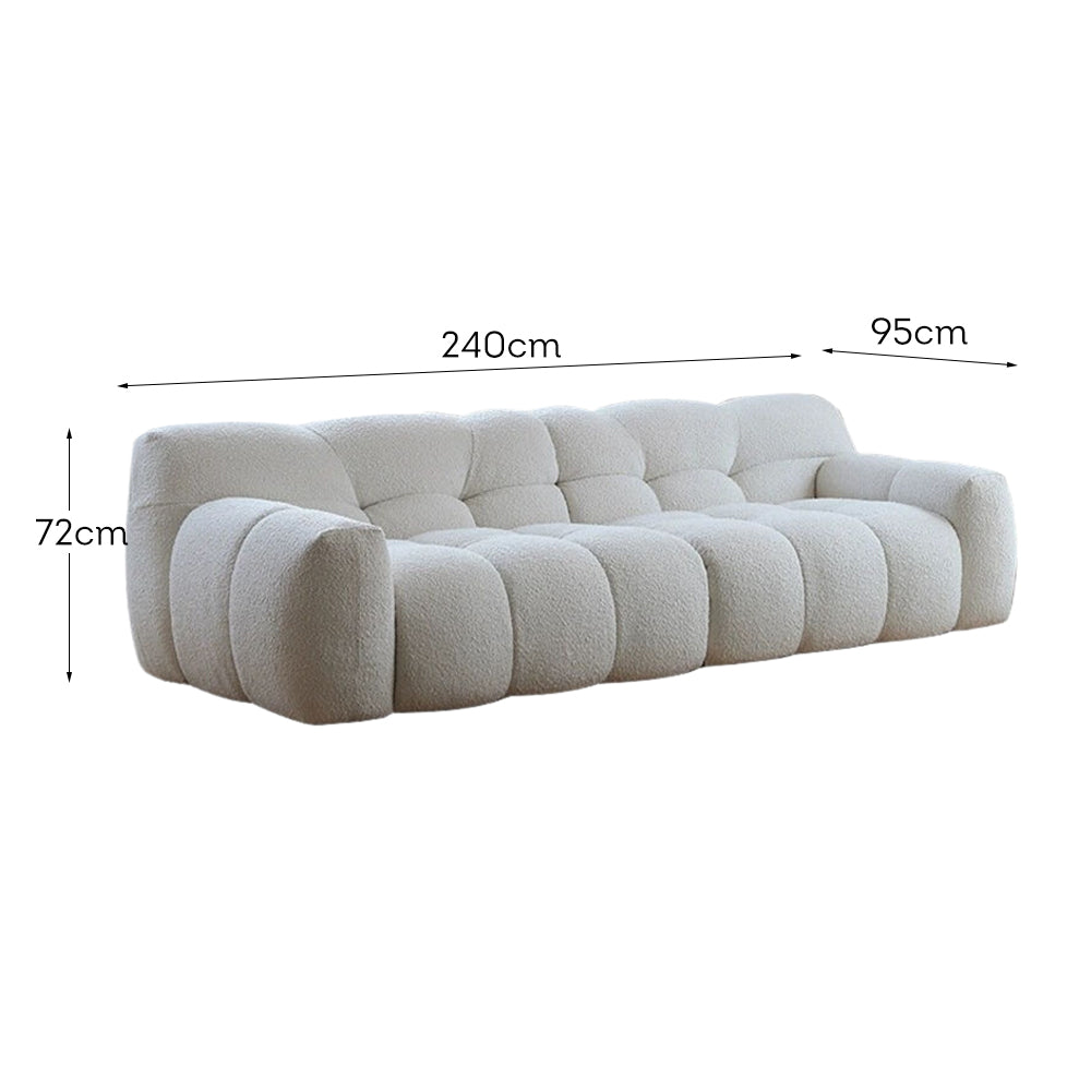 LUXORA S1138 240cm Length Velvet Fabric Sofa Solid Wood Frame