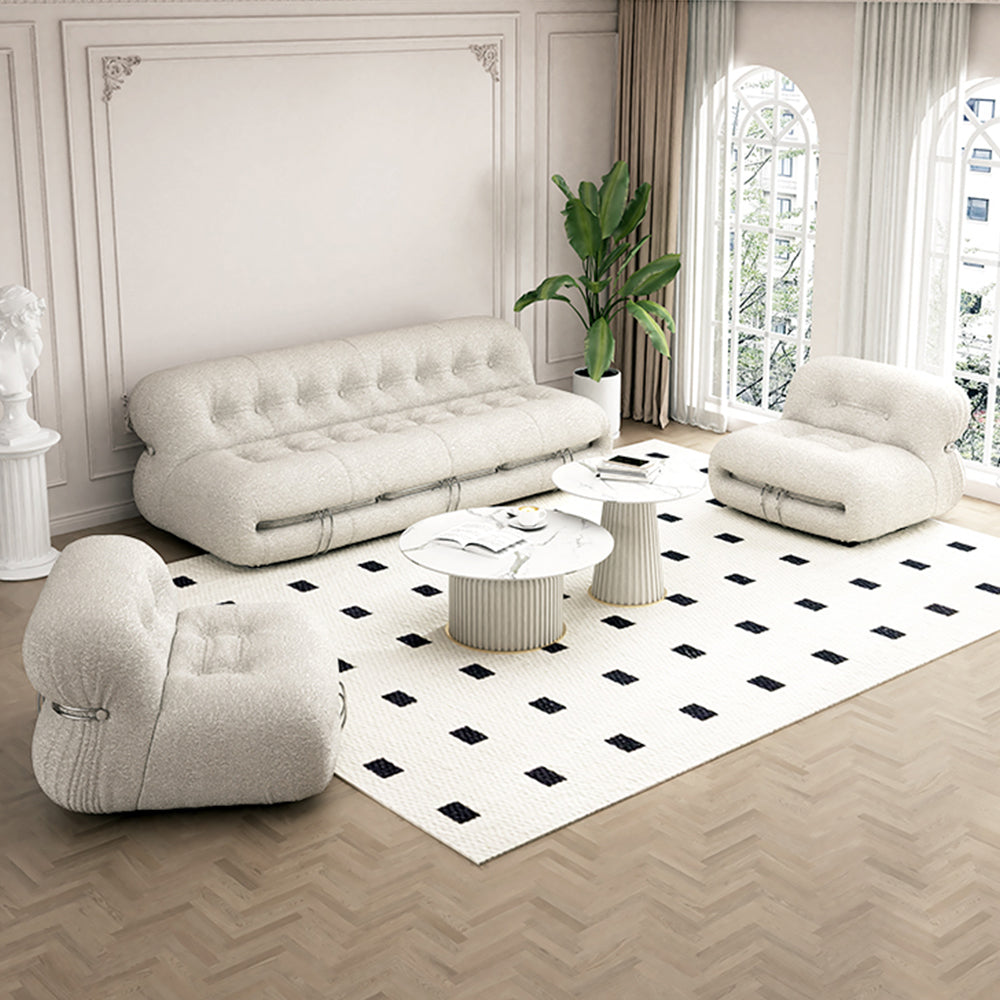 LUXORA S1167 175/215cm Length Lamb Fleece Fabric Sofa Solid Wood Frame