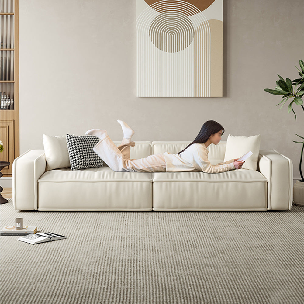 LUXORA S1169 180/210cm Length Microfiber Leather Fabric Sofa Solid Wood Frame