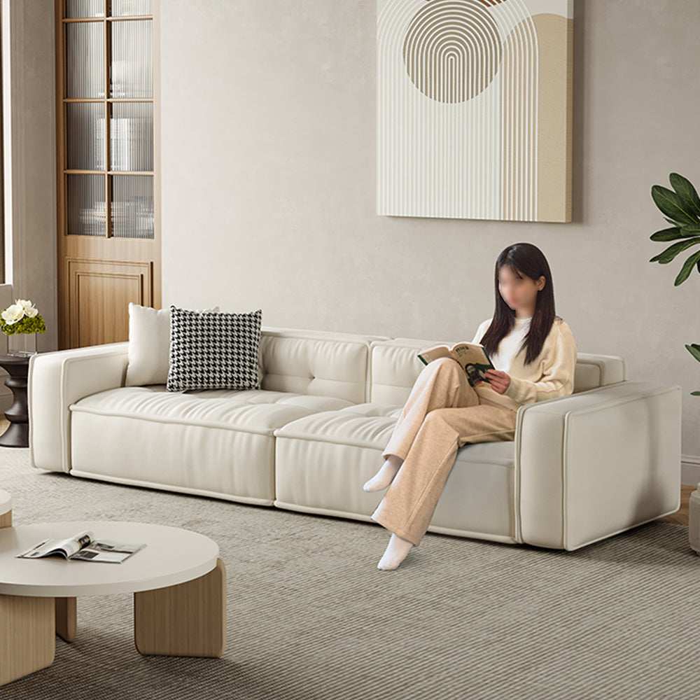 LUXORA S1169 180/210cm Length Microfiber Leather Fabric Sofa Solid Wood Frame