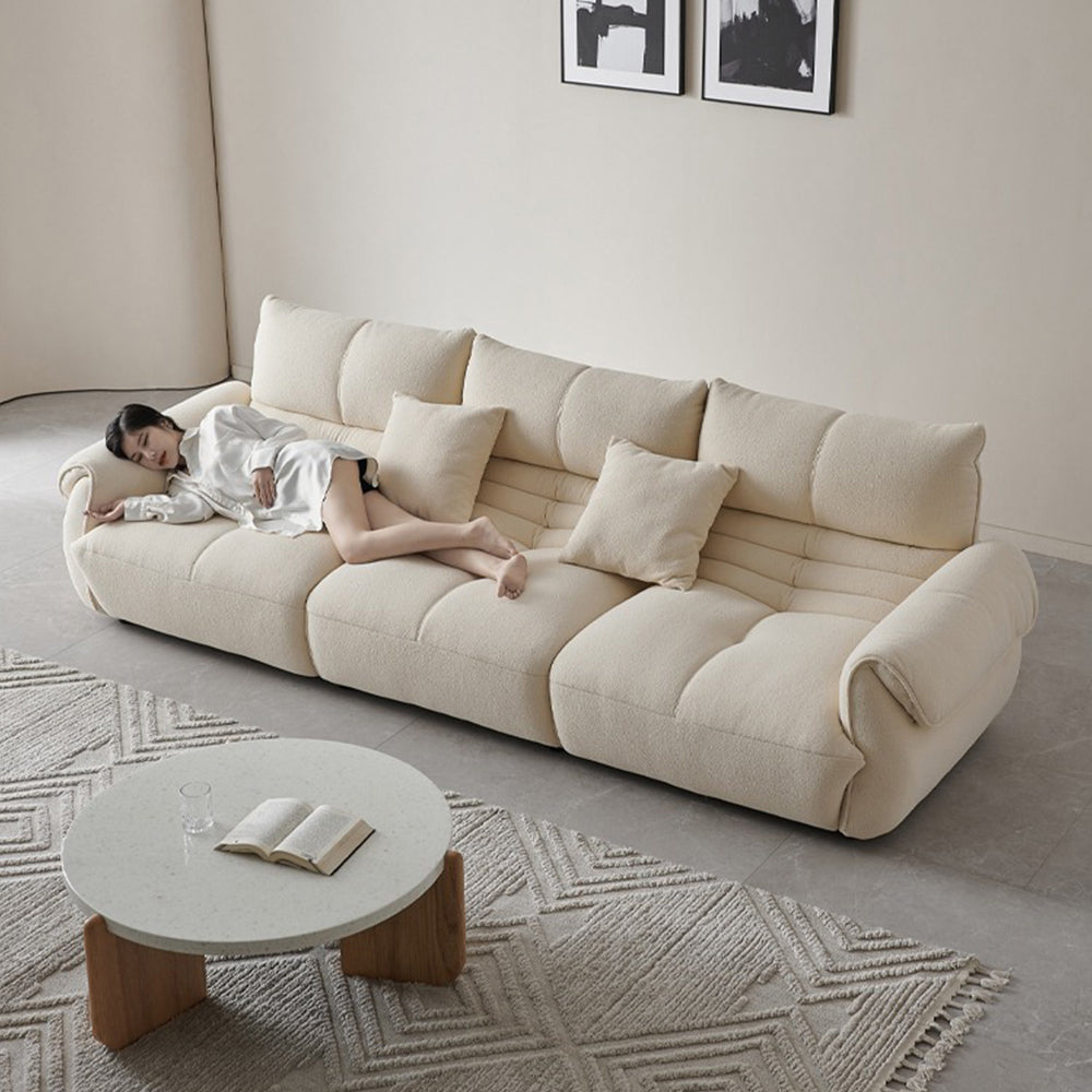 LUXORA S1194 215cm Length Microfiber Leather Fabric Sofa Solid Wood Frame