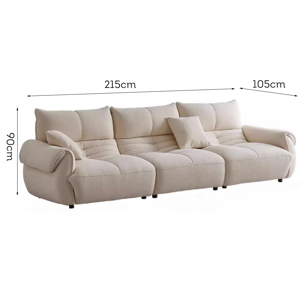 LUXORA S1194 215cm Length Microfiber Leather Fabric Sofa Solid Wood Frame