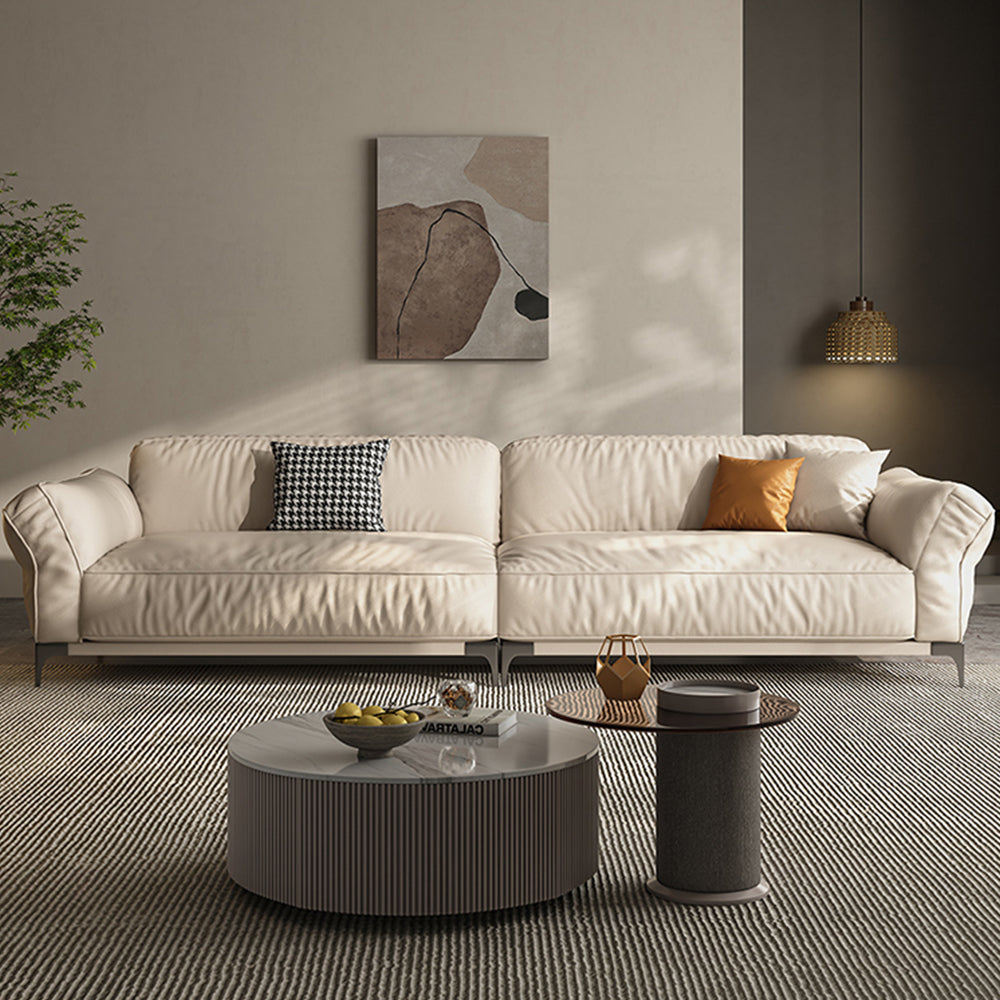 LUXORA S1198 186/226cm Length Microfiber Leather Fabric Sofa Solid Wood Frame