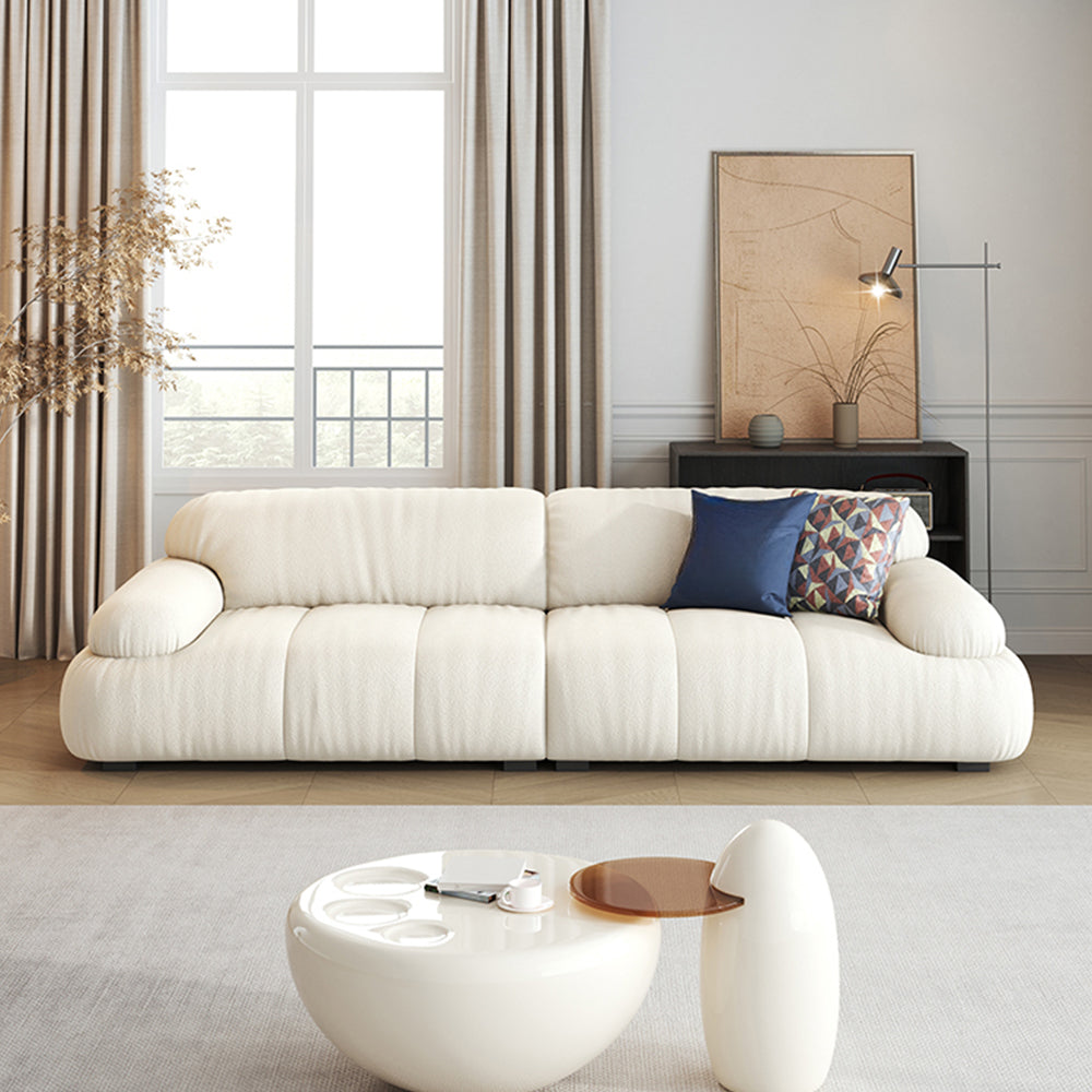 LUXORA S1199 230cm Length Microfiber Leather Fabric Sofa Solid Wood Frame