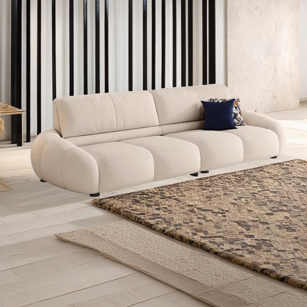 LUXORA S1200 170/210cm Length Microfiber Leather Fabric Sofa Solid Wood Frame