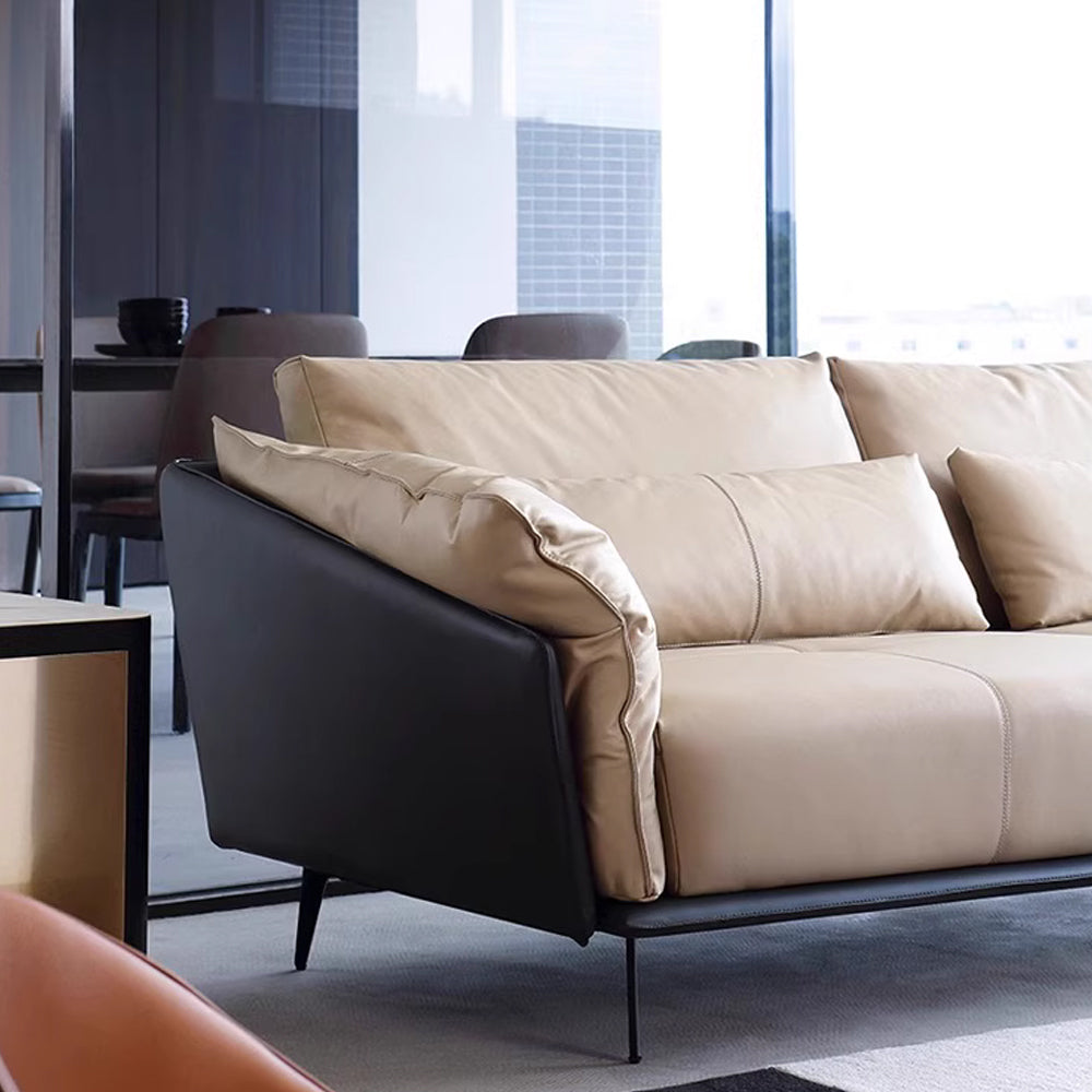 LUXORA S1235 210CM Length Microfiber Leather Fabric Sofa Solid Wood Frame