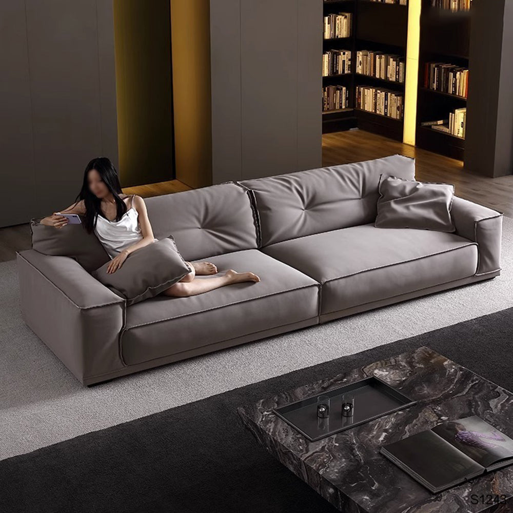 LUXORA S1243 220cm Length Microfiber Leather Fabric Sofa Solid Wood Frame