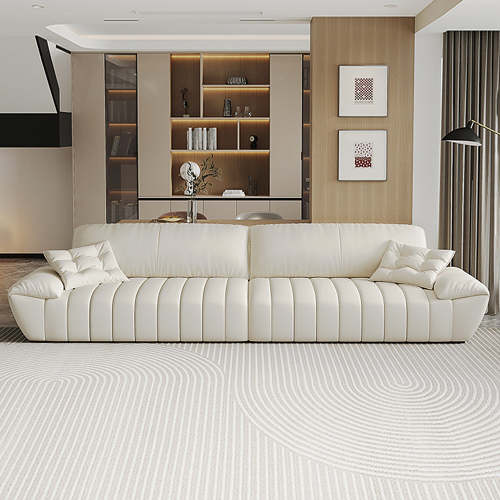 LUXORA S1255 225cm Length Microfiber Leather Fabric Sofa Solid Wood Frame