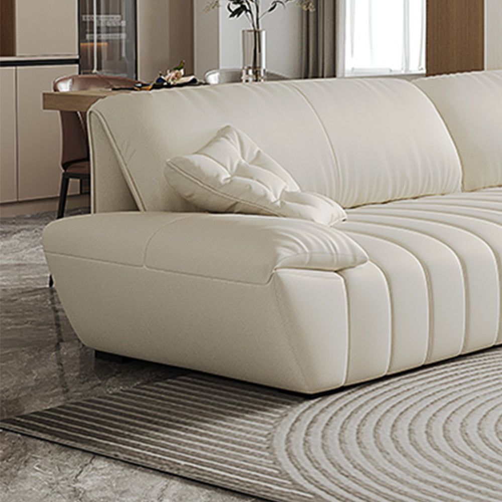 LUXORA S1255 225cm Length Microfiber Leather Fabric Sofa Solid Wood Frame