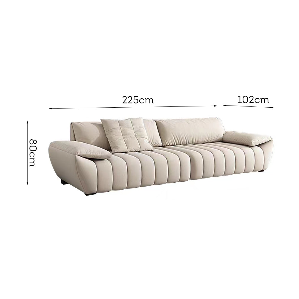 LUXORA S1255 225cm Length Microfiber Leather Fabric Sofa Solid Wood Frame