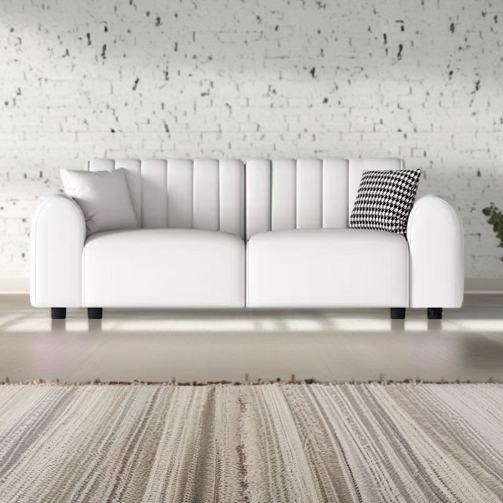 LUXORA S1302 190/250cm Length Microfiber Leather Fabric Sofa Solid Wood Frame