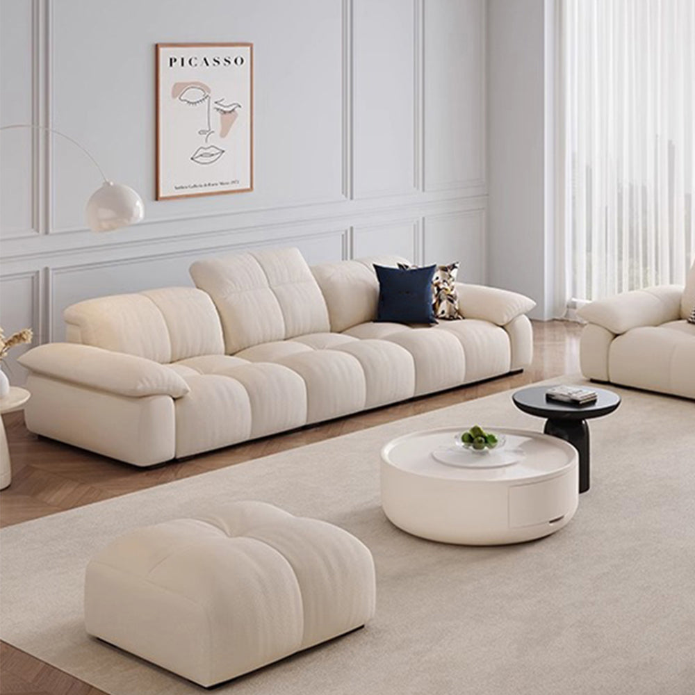 LUXORA S1306 230/260cm Length Microfiber Leather Fabric Sofa Solid Wood Frame