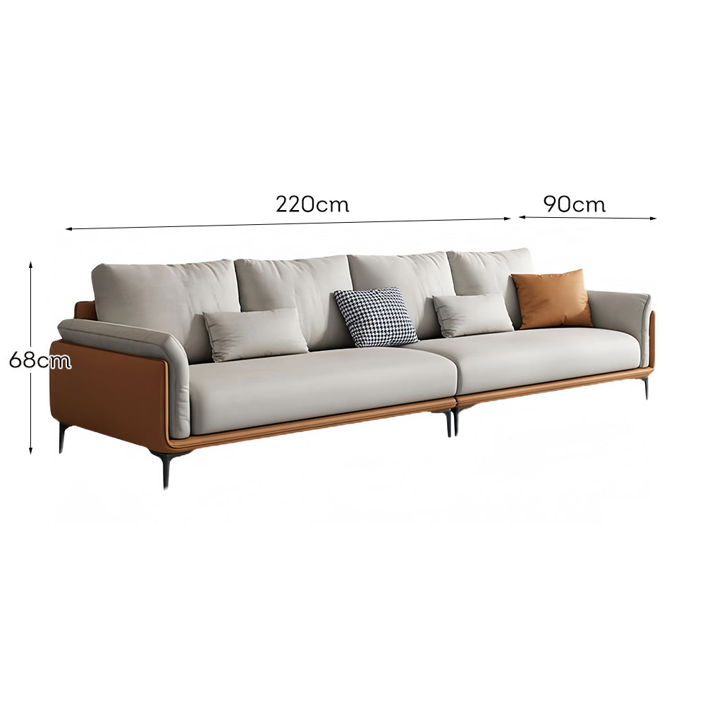 LUXORA S1313 210CM Length Microfiber Leather Fabric Sofa Solid Wood Frame