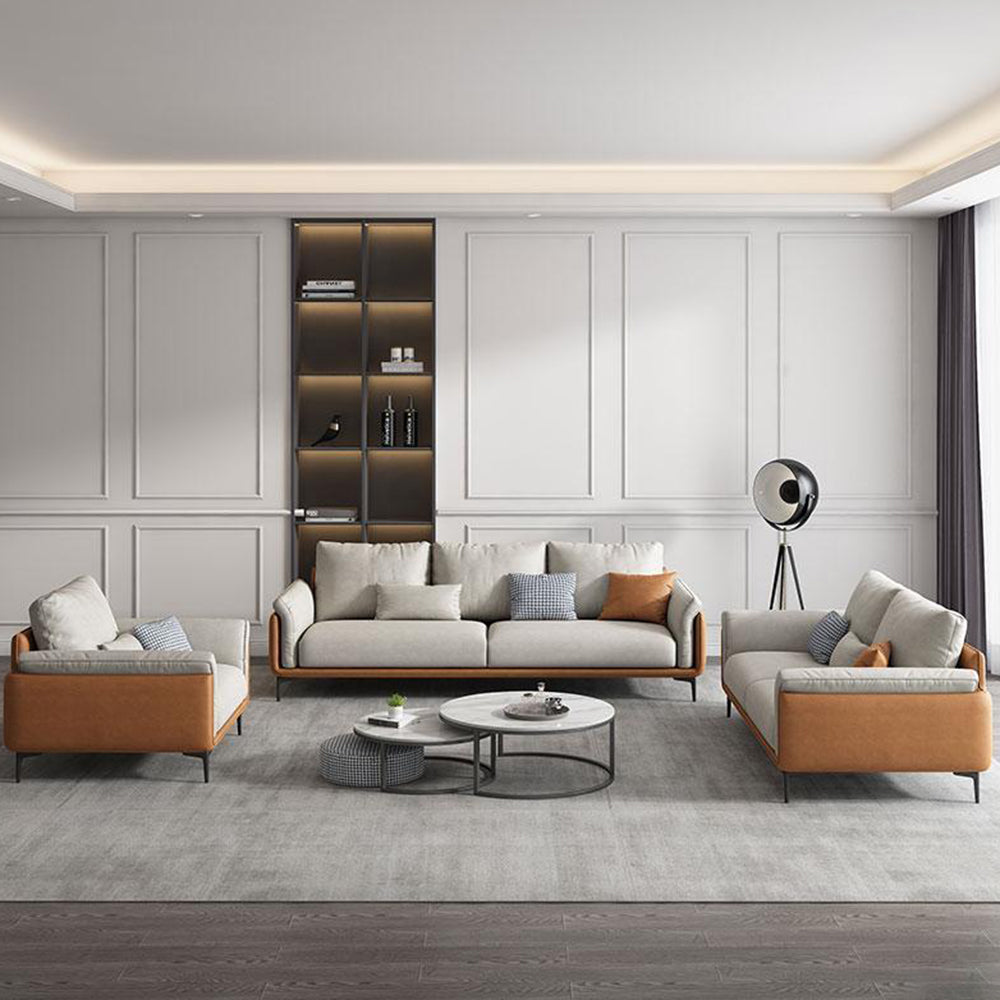 LUXORA S1313 210CM Length Microfiber Leather Fabric Sofa Solid Wood Frame